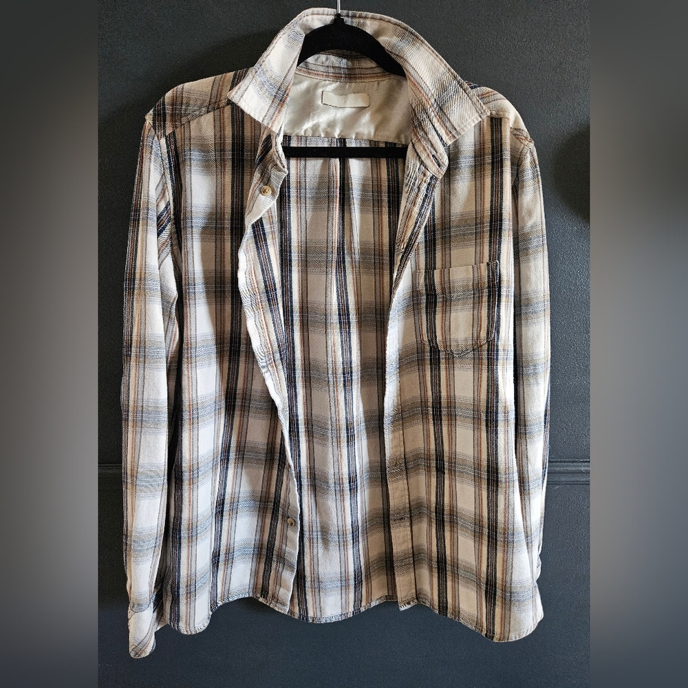 Diesel Unisex Casual Plaid Shirt - Beige and Blue